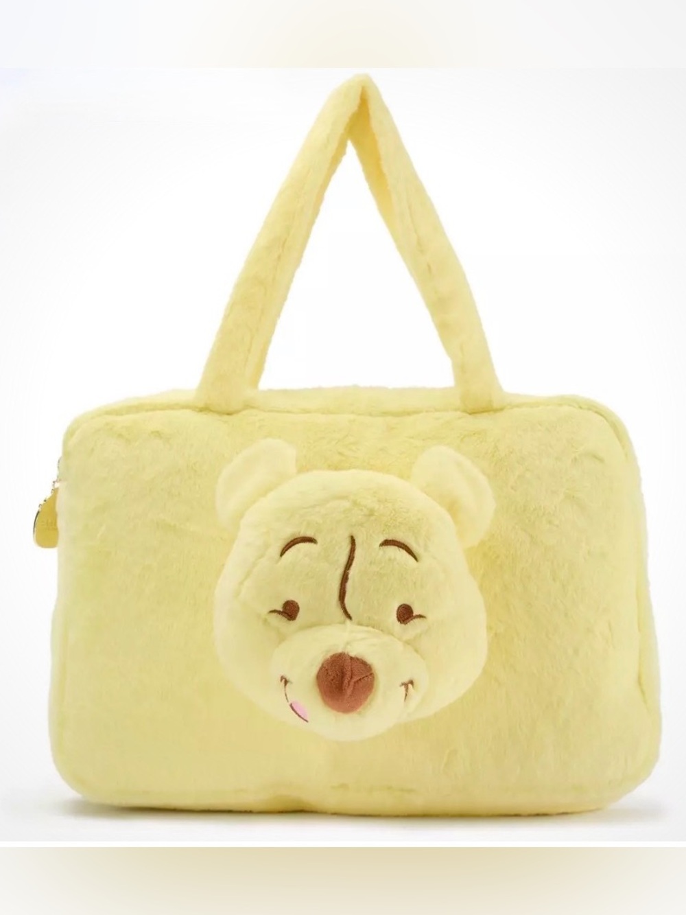 Disney Park Exclusive Winnie the Pooh Soft Plush Tote Bag Honey Pot Zipper Charm